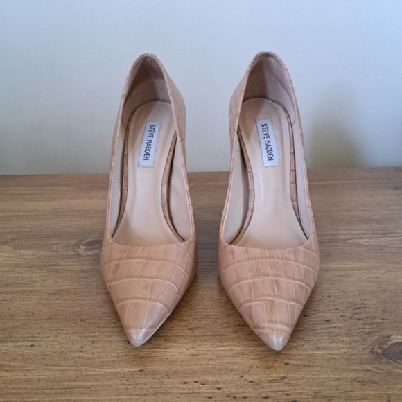 Steve Madden Heels Womens Size 9M Tan Brown Prance Pumps Crocodile Pointed Toe - Picture 3 of 15